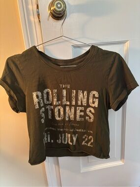 Rolling Stones Olive Green Cropped Tee